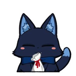  animal_ear_fluff animal_ears animalization animated animated_gif astrae_oratio bag black_cat blue_necktie blush_stickers cat cat_ears cat_tail closed_eyes holding holding_bag lowres necktie no_humans official_art red_ribbon ribbon second-party_source shunin simple_background tail tail_wagging white_background 