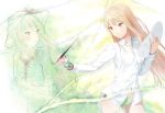  1girl blonde_hair dress dual_persona hat long_hair orange_eyes paintbrush palette panties sakura-sou_no_pet_na_kanojo shiina_mashiro shirt sitting solo sundress underwear white_shirt 