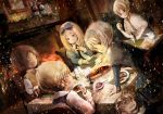  bad_id belarus_(hetalia) blonde_hair brown_hair closed_eyes doll estonia_(hetalia) fire food happy kemuri kirenenko latvia_(hetalia) lithuania_(hetalia) matryoshka_doll putin russia_(hetalia) table ukraine_(hetalia) under_table usavich young 