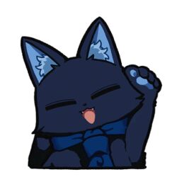  animal_ear_fluff animal_ears animalization animated animated_gif astrae_oratio black_cat blue_necktie cat cat_ears cat_tail cheering closed_eyes fangs lowres necktie no_humans official_art open_mouth pawpads second-party_source shunin simple_background tail white_background 