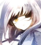  dhiea eyepatch face no_nose solo white_hair yellow_eyes 