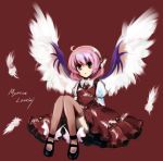  bad_id character_name mystia_lorelei noil_nws pink_hair short_hair solo thigh-highs thighhighs touhou wings yellow_eyes 