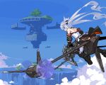  bad_id bare_shoulders floating_city flying looking_back lowres mof mof&#039;s_silver_haired_twintailed_girl mof's_silver_haired_twintailed_girl oekaki original scenery silver_hair twintails 