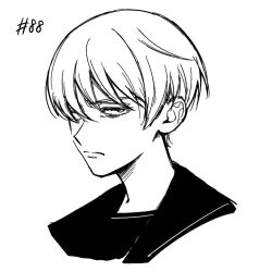  1girl chapter_number closed_mouth commentary frown futsuu_no_keion-bu glaring greyscale high_contrast highres monochrome pixie_cut portrait sailor_collar sakuyuimoto sanpaku school_uniform scowl short_hair solo tatsumi_reiha v-shaped_eyebrows 