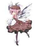  hat highres mystia_lorelei open_mouth pink_hair short_hair solo touhou transparent_background urimono wings wink 