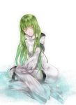  bad_id bodysuit c.c. code_geass green_hair high_heels long_hair shoes solo water witchonly yellow_eyes 