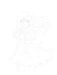  absurdres arms_behind_back closed_eyes highres kuroneko-w-b kuroneko_(fragrant_olive) lineart long_hair monochrome open_mouth original solo 