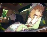  1girl animal_ears blonde_hair brown_hair car cheadle_yorkshire dog_ears dotaku formal furry glasses green_eyes hat hunter_x_hunter leaf letterboxed motor_vehicle pariston_hill smile suit vehicle yellow_eyes 