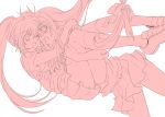  carrying fate_testarossa long_hair low-tied_long_hair lyrical_nanoha mahou_shoujo_lyrical_nanoha monochrome multiple_girls pink princess_carry simple_background takamachi_nanoha tokoharu white_background 