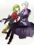  belt drill_hair green_hair leviathan_(umineko) multiple_girls necktie silver_hair sitting stakes_of_purgatory tears thigh-highs thighhighs towa1 umineko_no_naku_koro_ni ushiromiya_kyrie 