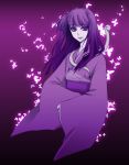  basilisk_(manga) butterfly hotarubi japanese_clothes kimono long_hair purple_background snake solo wide_sleeves you84 yukata 