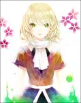  1girl bad_id bad_pixiv_id blonde_hair danmaku frame green_eyes lips looking_at_viewer mizuhashi_parsee open_mouth parted_lips prino_hawell scarf shirt short_hair short_sleeves skirt solo touhou 