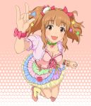  :3 :d \m/ blush bow bracelet breasts brown_eyes brown_hair dress hair_bow hair_ornament hairclip idolmaster idolmaster_cinderella_girls jewelry long_hair moroboshi_kirari necklace nickjr open_mouth smile solo star_hair_ornament twintails 