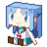  blue_eyes blue_hair graphig long_hair lowres ootalia pixel_art school_uniform suzumiya_haruhi_no_yuuutsu 