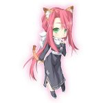  animal_ears cat_ears cat_tail chibi dress eiyuu_densetsu falcom green_eyes jewelry kemonomimi_mode long_hair necklace no_nose nun ponytail red_hair redhead rufina_argent saru shoes smile solo sora_no_kiseki tail white_background 