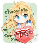  ahoge akaki_aoki bangs blonde_hair blue_eyes chocolate english gift heart incoming_gift long_hair nervous original 
