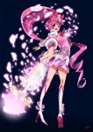  blue_background cure_blossom flower_tact hanasaki_tsubomi heartcatch_precure! highres magical_girl precure satsuki_(oioi3125) solo 