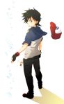  1boy agpro black_hair brown_eyes child fingerless_gloves foreshortening gloves hat hoodie kasumi_(pokemon) kasumi_(pokemon)_(cameo) looking_down male no_hat no_headwear outstretched_hand perspective pokemon pokemon_(anime) pokemon_(game) pokemon_bw satoshi_(pokemon) solo 