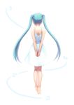  aqua_hair arms_behind_back bad_id barefoot from_behind hakoniwa_shoujo hatsune_miku li_(liras) long_hair simple_background solo twintails very_long_hair vocaloid white_background 