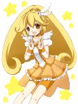  1girl artist_request bad_id bike_shorts blonde_hair cure_peace double_v kise_yayoi long_hair magical_girl otoneha ponytail precure shorts_under_skirt skirt smile_precure! star v yellow_eyes 