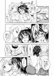  black_hair blush comic cup drill_hair drunk hair_ornament mahou_shoujo_madoka_magica mole monochrome office_lady panties pantyhose skirt sweater teacup thighhighs tomoe_mami translated translation_request twin_drills underwear wine 