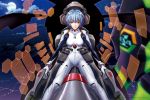  artist_request ayanami_rei blue_hair cloud cockpit entry_plug eva_01 expressionless mountain neon_genesis_evangelion plugsuit red_eyes short_hair sky 