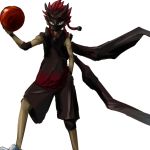  basketball basquash! blue_eyes dan_jd dark_skin dunk_mask elbow_pads hand_in_pocket kenaph knee_pads male mask red_hair redhead shorts solo spiked_hair spiky_hair white_background 