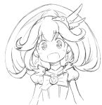  :d anbe_masahiro blush bow cure_peace earrings greyscale hair_ornament jewelry kise_yayoi long_hair lowres magical_girl monochrome open_mouth precure smile smile_precure! white_background wings 