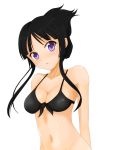  1girl akiyama_mio alternate_hairstyle bikini black_eyes black_hair blush bra highres k-on! lingerie swimsuit underwear 