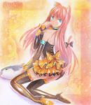  animal_ears blue_eyes boots cat_ears cat_tail fish kneeling licking mayo_riyo megurine_luka panties paw_pose solo tail thigh-highs thigh_boots thighhighs traditional_media underwear vocaloid 