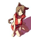  animal_ears artist_request barefoot breasts cat_ears cleavage from_above looking_at_viewer meiko perspective sitting skirt solo tail vocaloid 