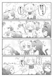  animal_ears comic highres kaname_madoka long_hair mahou_shoujo_madoka_magica monochrome multiple_girls ponytail sakura_kyouko school_uniform short_hair short_twintails tamutamu-t translated translation_request twintails 