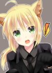  1girl ahoge animal_ears cat_ears fate/zero fate_(series) gloves kemonomimi_mode kurot necktie open_mouth paw_pose ponytail saber solo 