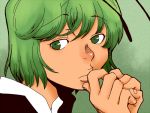  face green_eyes green_hair hand_to_mouth hands lips onikobe_rin portrait touhou wriggle_nightbug 