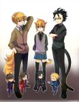  6+boys animal_ears bad_id black_hair blonde_hair casual cat_ears cat_tail chibi emiya_kiritsugu fate/zero fate_(series) gilgamesh green_eyes kannatsu kayneth_archibald_el-melloi kemonomimi_mode lancer_(fate/zero) mole multiple_boys red_eyes saber sweater_vest tail tohsaka_tokiomi toosaka_tokiomi yellow_eyes 