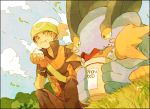  1boy bandana bandanna eating hat lowres pokemon pokemon_(creature) pokemon_(game) pokemon_rse stone_(shirokanipe_ranran) swampert yuuki_(pokemon) yuuki_(pokemon)_(remake) yuuki_(pokemon_emerald) 