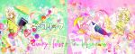  animal building dualscreen flower flowers heart kagamine_rin nou rainbow stars vocaloid 