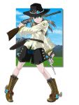  boots copyright_request dual_wielding gun hat highres kimishin revolver rifle trigger_discipline weapon western 