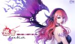  bare_shoulders fangs headset lips long_hair looking_at_viewer megurine_luka nose pcw pink_hair realistic red_eyes smile solo tattoo vampire vocaloid wings 