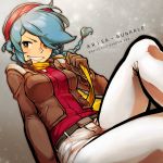  aqua_hair arisa_gunhale blue_hair braid grin gundam gundam_age hair_over_one_eye headband jacket nishio smile solo yellow_eyes 