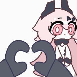  >_< 1girl 1other :3 amedrama animated animated_gif arknights black_gloves closed_mouth commentary_request dress gloves highres korean_commentary long_hair long_sleeves pink_eyes pink_hair pov pov_hands revision simple_background theresa_(arknights) white_background white_dress 