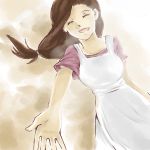  bad_id brown_hair closed_eyes dress eyes_closed fullmetal_alchemist happy long_hair low-tied_long_hair outstretched_hand srr0804 trisha_elric 