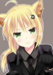  ahoge anger_vein angry animal_ears cat_ears fate/zero fate_(series) gloves kemonomimi_mode kurot necktie paw_pose ponytail saber solo 