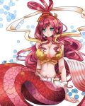  bikini_top breasts cleavage earrings hair_ornament hair_rings jewelry large_breasts long_hair mermaid monster_girl one_piece pink_hair q-chiang shirahoshi 