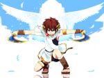  angel blue_eyes brown_hair kid_icarus pit solo weapon wings 