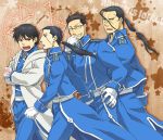  amestris_symbol fullmetal_alchemist gloves isaac_macdougal maes_hughes military military_uniform multiple_boys ntm ponytail roy_mustang solf_j_kimblee star uniform white_gloves 