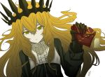  alcoholrang black_rock_shooter blonde_hair chariot_(black_rock_shooter) claws crown gift heart tears valentine yellow_eyes 
