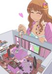  :3 ^_^ assault_rifle barefoot bear bed blonde_hair blush book brown_hair chiyomi closed_eyes clothes_writing computer dr_pepper eyes_closed futaba_anzu futaba_channel giantess gun heart highres idolmaster idolmaster_cinderella_girls jewelry kotatsu long_hair messy_room minigirl moroboshi_kirari multiple_girls necklace pillow playstation_3 rifle stuffed_animal stuffed_bunny stuffed_toy table tissue_box twintails very_long_hair weapon xbox_360 