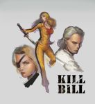  beatrix_kiddo bill_(kill_bill) blonde_hair blood bruce_lee&#039;s_jumpsuit bruce_lee's_jumpsuit elle_driver eyepatch kill_bill lips long_hair sword weapon 
