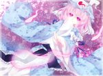  bad_id butterfly cherry_blossoms ghost hat hitodama japanese_clothes nonaka obi petals pink_eyes pink_hair ribbon saigyouji_yuyuko short_hair smile solo touhou triangular_headpiece 